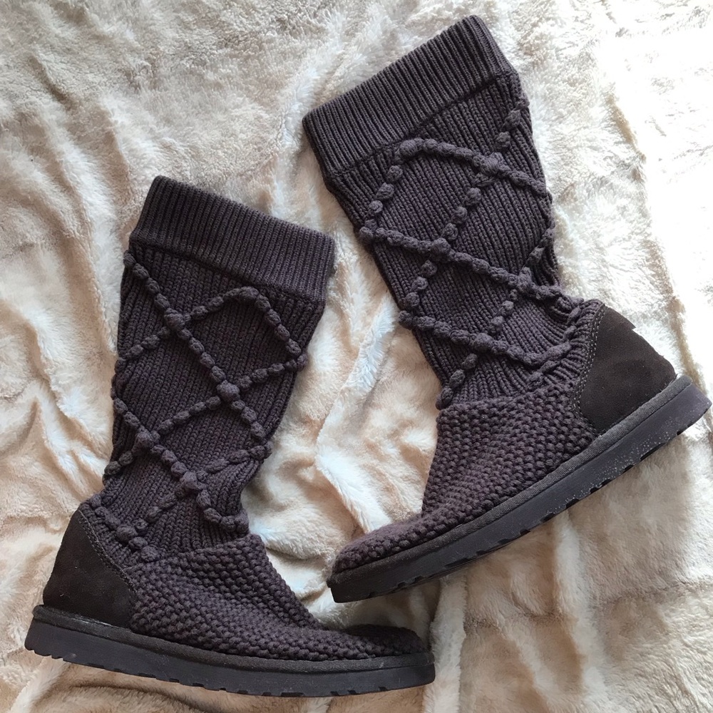 Dark Brown- Argyle Knit Ugg Boots